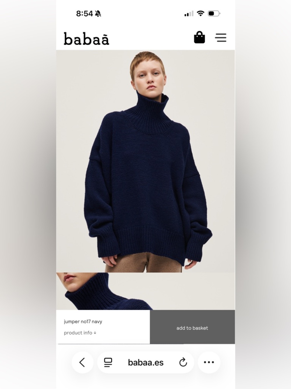 Babaa No17 Navy Turtleneck Sweater
